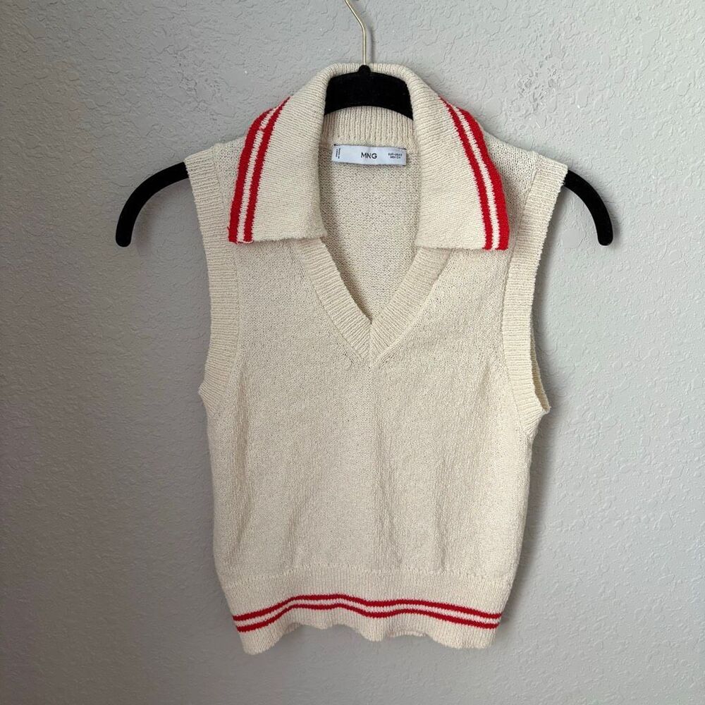Mango Striped Sleeveless Sweater Vest Size Small